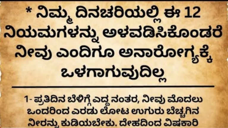 ನಿಮ್ಮ ದಿನಚರಿಯಲ್ಲಿ ಈ 12 ನಿಯಮಗಳನ್ನು ಅಳವಡಿಸಿಕೊಂಡರೆ ನೀವು ಎಂದಿಗೂ ಅನಾರೋಗ್ಯಕ್ಕೆ ಒಳಗಾಗುವುದಿಲ್ಲ