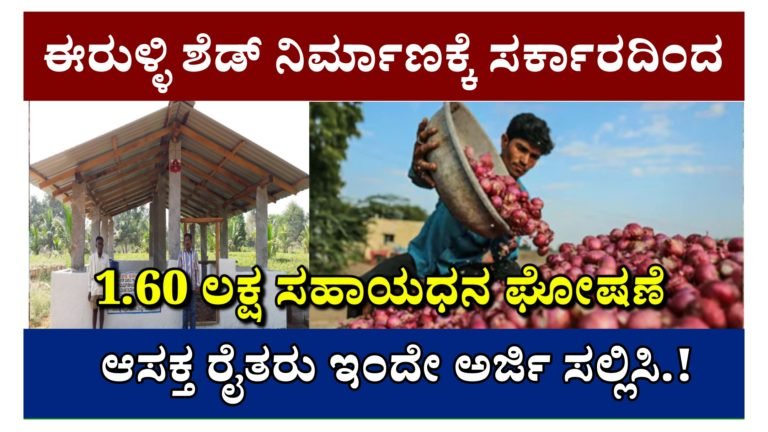 ಈರುಳ್ಳಿ ಶೆಡ್ ನಿರ್ಮಾಣಕ್ಕೆ ಸರ್ಕಾರದಿಂದ 1.60 ಲಕ್ಷ ಸಹಾಯಧನ ಘೋಷಣೆ ಆಸಕ್ತ ರೈತರು ಇಂದೇ ಅರ್ಜಿ ಸಲ್ಲಿಸಿ.!