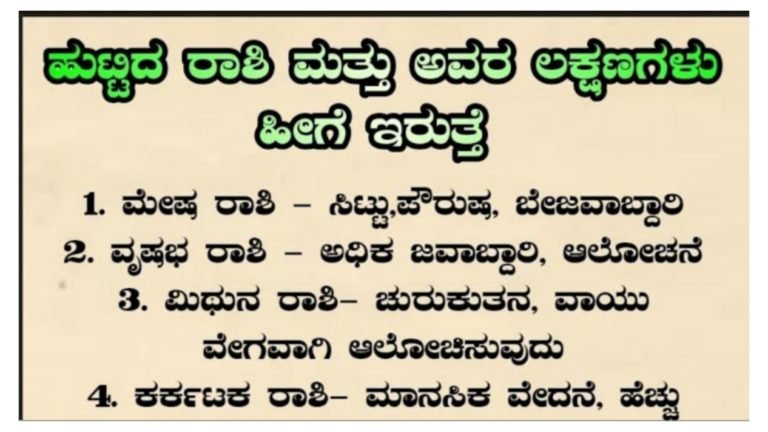 ಹುಟ್ಟಿದ ರಾಶಿ ಮತ್ತು ಅವರ ಲಕ್ಷಣಗಳು ಈ ರೀತಿಯಾಗಿ ಇರುತ್ತದೆ.! ನಿಮ್ಮ ರಾಶಿ ಗುಣಲಕ್ಷಣದ ಬಗ್ಗೆ ತಿಳಿದುಕೊಳ್ಳಿ.!