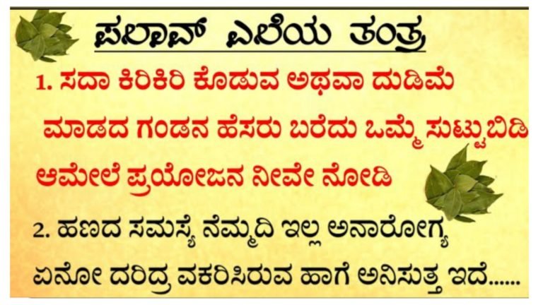 ಪಲಾವ್ ಎಲೆಯ ತಂತ್ರ.! ಈ ತಂತ್ರ ಮಾಡಿದ್ದಲ್ಲಿ ನಿಮ್ಮ ಎಲ್ಲಾ ಸಮಸ್ಯೆಗಳಿಗೂ ಪರಿಹಾರ ಸಿಗುತ್ತೆ.!