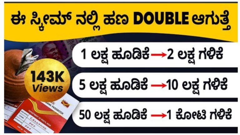 ಅಂಚೆ ಕಚೇರಿಯ ಈ ಯೋಜನೆಯಲ್ಲಿ ಹೂಡಿಕೆ ಮಾಡಿದ್ರೆ ನಿಮ್ಮ ಹಣ ಡಬಲ್ ಆಗುವುದು ಖಂಡಿತ…!