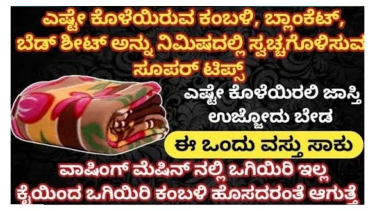 ಎಷ್ಟೇ ಕೊಳೆಯಿರುವ ಕಂಬಳಿ, ಬ್ಲಾಂಕೆಟ್, ಬೆಡ್ ಶೀಟ್ ನ್ನು ಸುಲಭವಾಗಿ ನಿಮಿಷಗಳಲ್ಲಿ ಕ್ಲೀನ್ ಮಾಡುವ ಸೂಪರ್ ಟಿಪ್ಸ್.!
