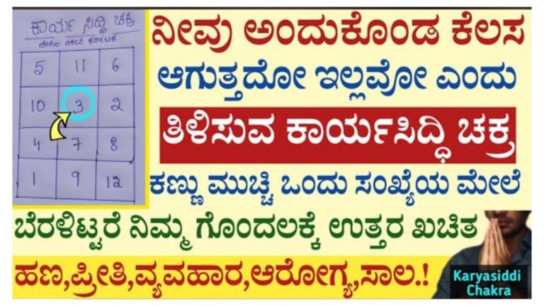 ಕಾರ್ಯ ಸಿದ್ಧಿ ಚಕ್ರ ಅಂದುಕೊಂಡ ಕೆಲಸ ಆಗುತ್ತೋ, ಇಲ್ಲವೋ ತಿಳಿಯಿರಿ.!